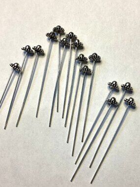 A Bundle of Head Pins Jewelry Making Flower Beads Ball Pins Flower Shaped Top